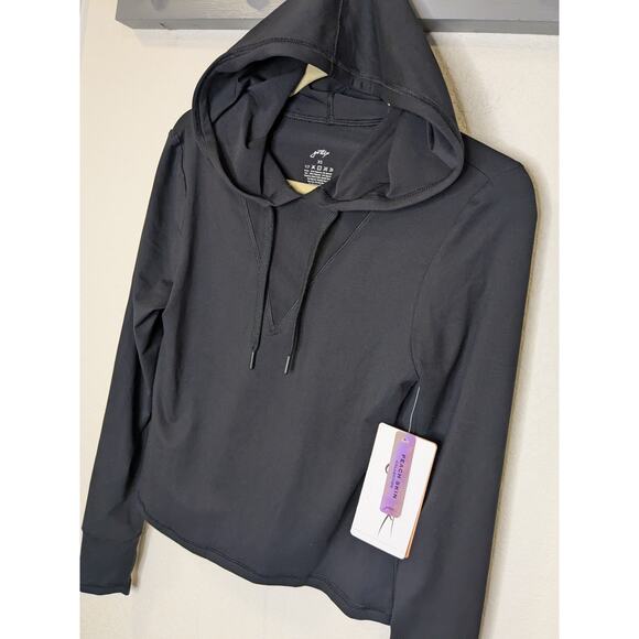 Gottex Peach Skin Lightweight Moisture Wicking Hoodie Womens Size XS Black - Picture 2 of 9